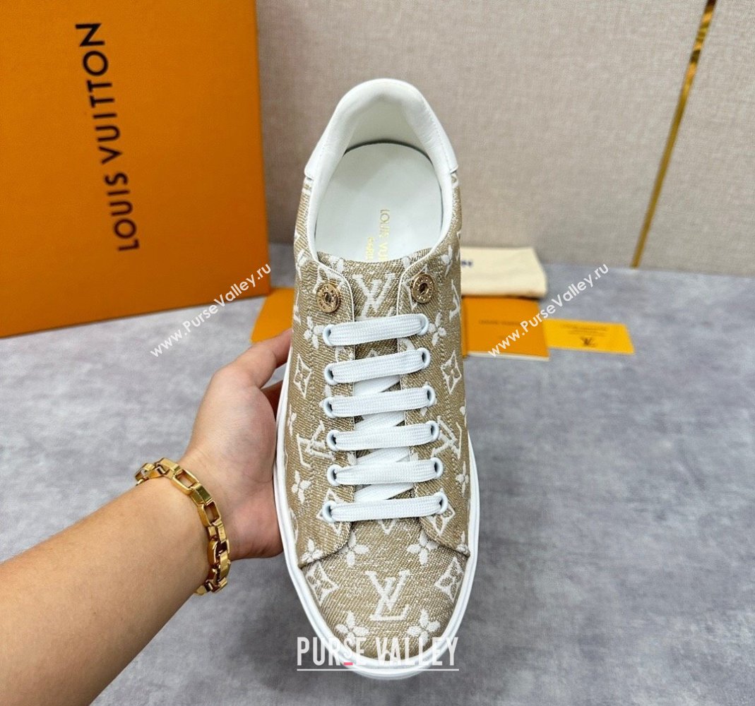 Louis Vuitton Monogram denim Time Out Women/Men Sneakers Beige (shouhe-24011958)