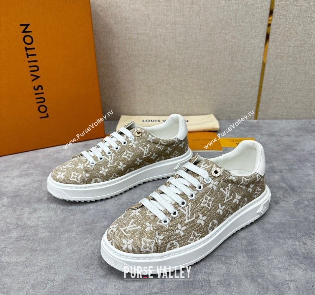 Louis Vuitton Monogram denim Time Out Women/Men Sneakers Beige (shouhe-24011958)