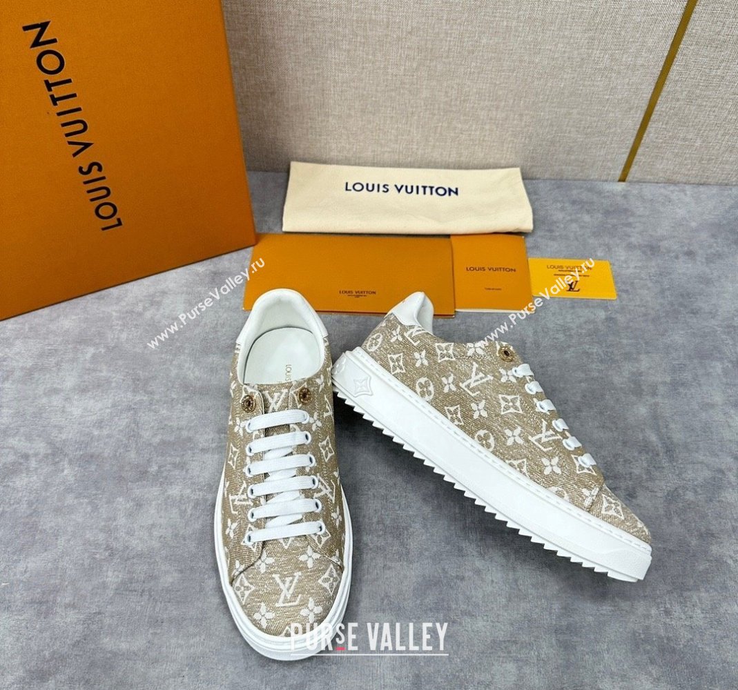 Louis Vuitton Monogram denim Time Out Women/Men Sneakers Beige (shouhe-24011958)