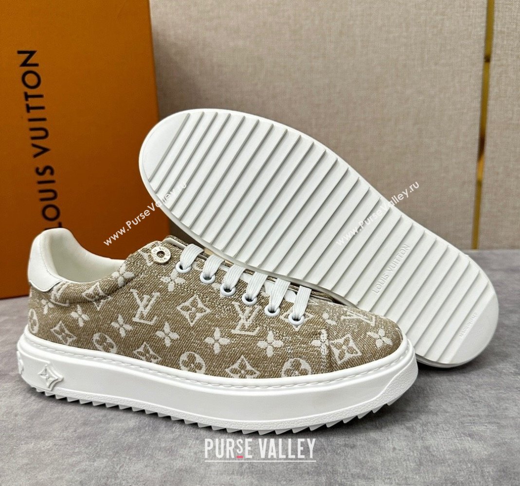 Louis Vuitton Monogram denim Time Out Women/Men Sneakers Beige (shouhe-24011958)