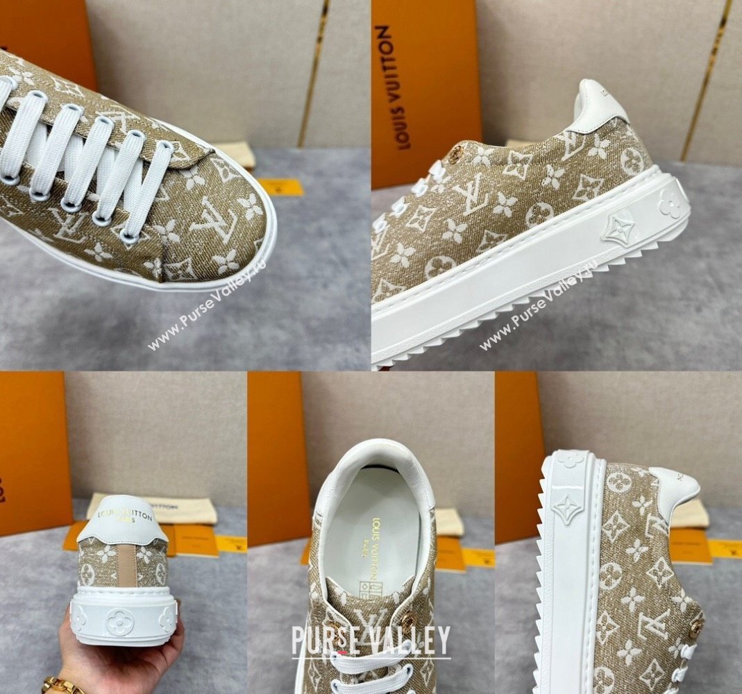 Louis Vuitton Monogram denim Time Out Women/Men Sneakers Beige (shouhe-24011958)