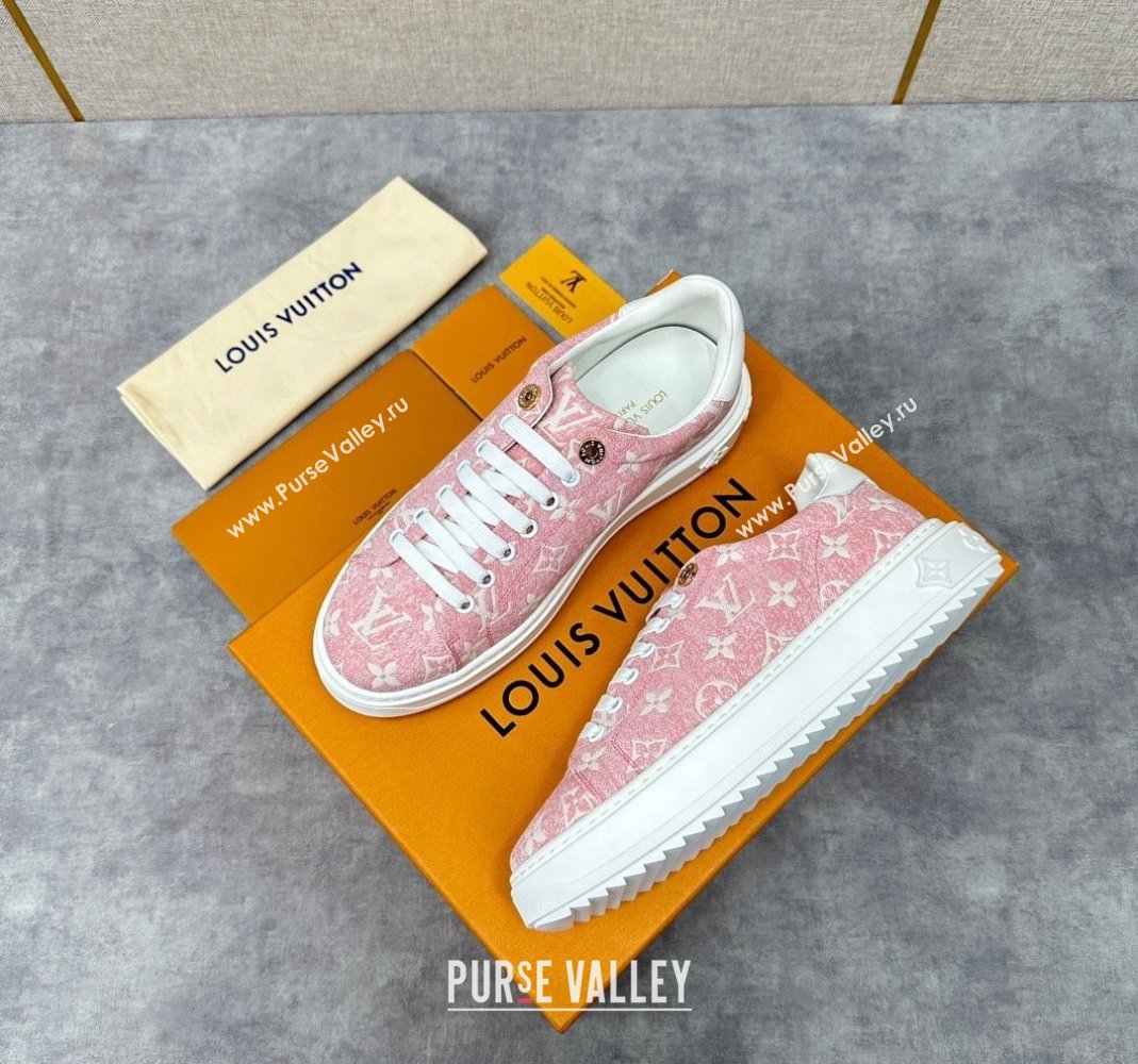 Louis Vuitton Monogram denim Time Out Women/Men Sneakers Pink (shouhe-24011957)