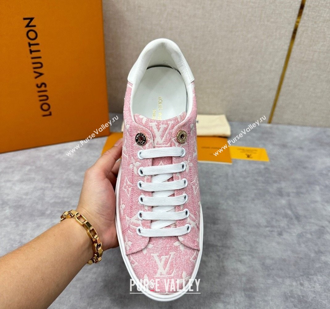 Louis Vuitton Monogram denim Time Out Women/Men Sneakers Pink (shouhe-24011957)