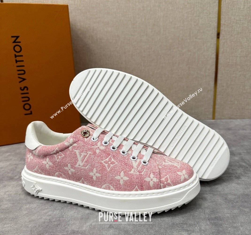 Louis Vuitton Monogram denim Time Out Women/Men Sneakers Pink (shouhe-24011957)