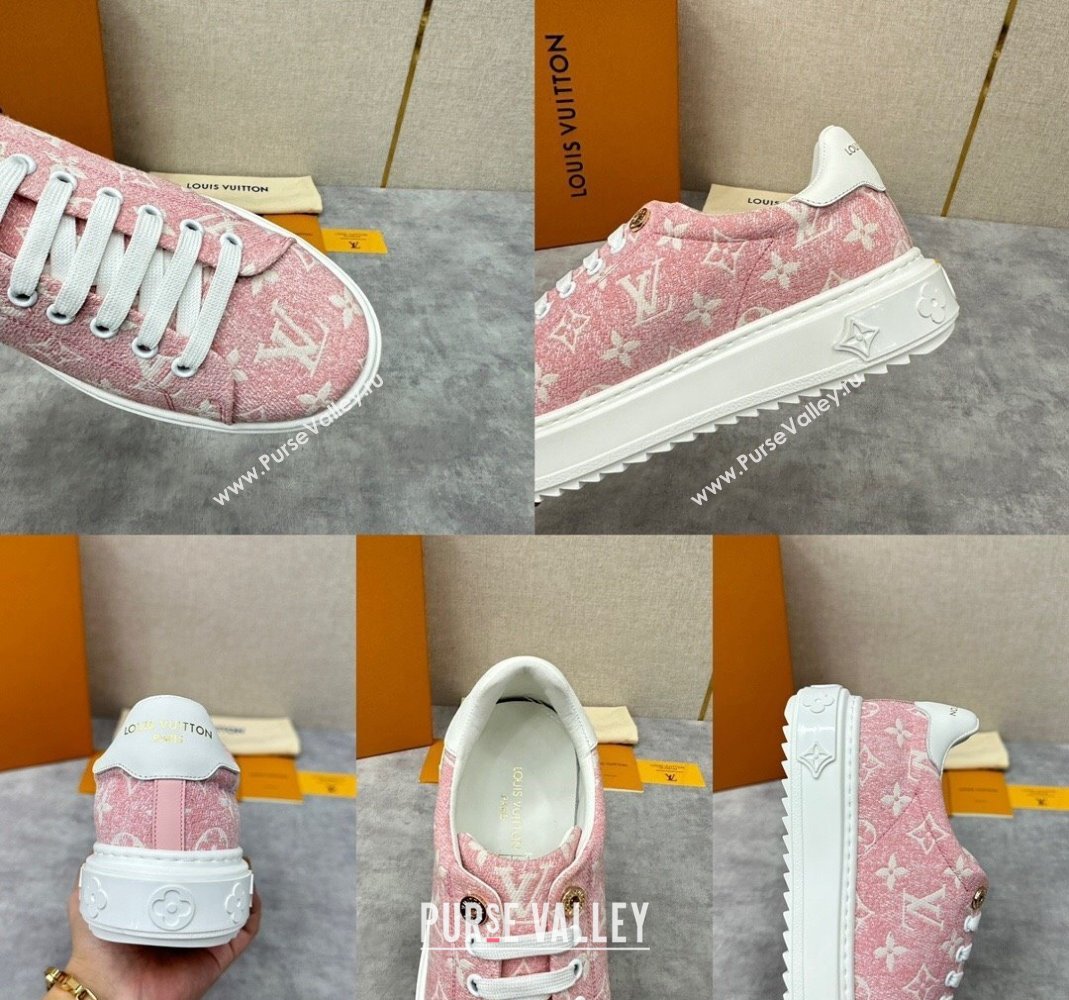 Louis Vuitton Monogram denim Time Out Women/Men Sneakers Pink (shouhe-24011957)