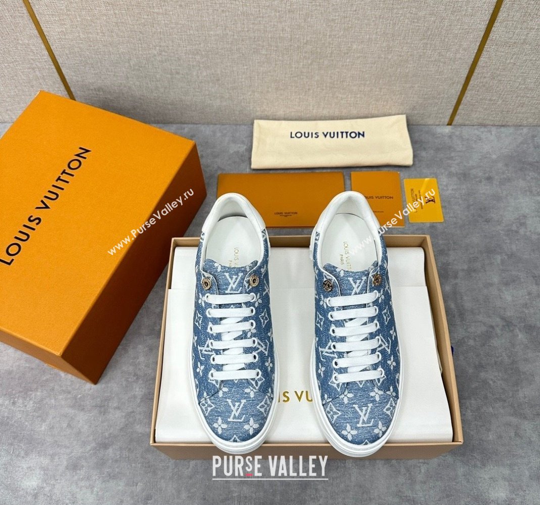 Louis Vuitton Monogram denim Time Out Women/Men Sneakers Light Blue (shouhe-24011956)