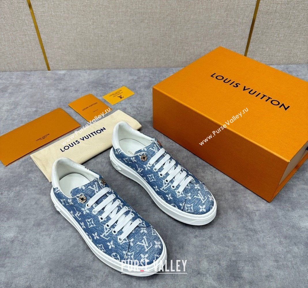 Louis Vuitton Monogram denim Time Out Women/Men Sneakers Light Blue (shouhe-24011956)