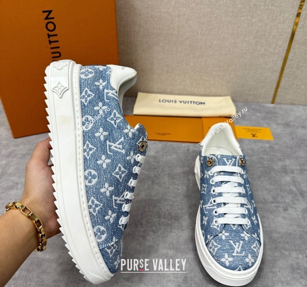 Louis Vuitton Monogram denim Time Out Women/Men Sneakers Light Blue (shouhe-24011956)