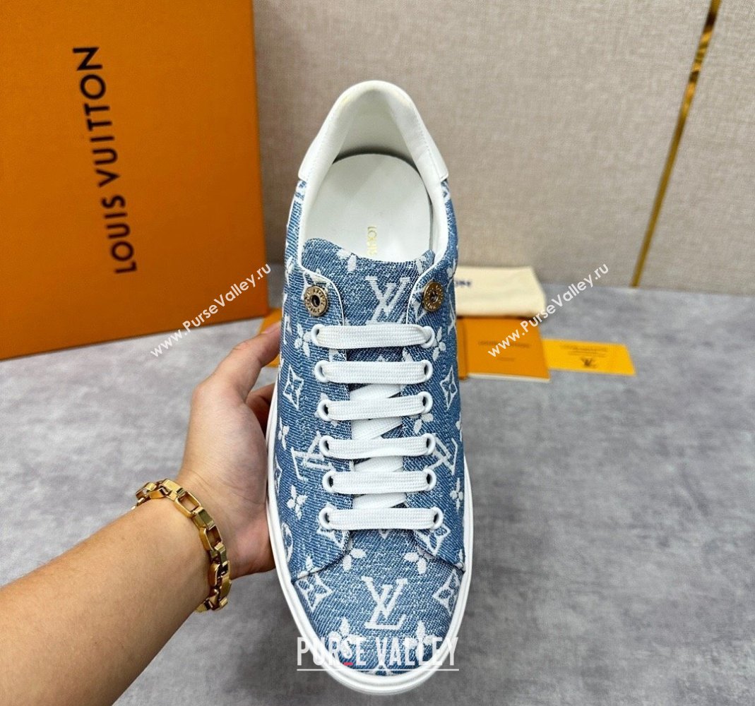 Louis Vuitton Monogram denim Time Out Women/Men Sneakers Light Blue (shouhe-24011956)