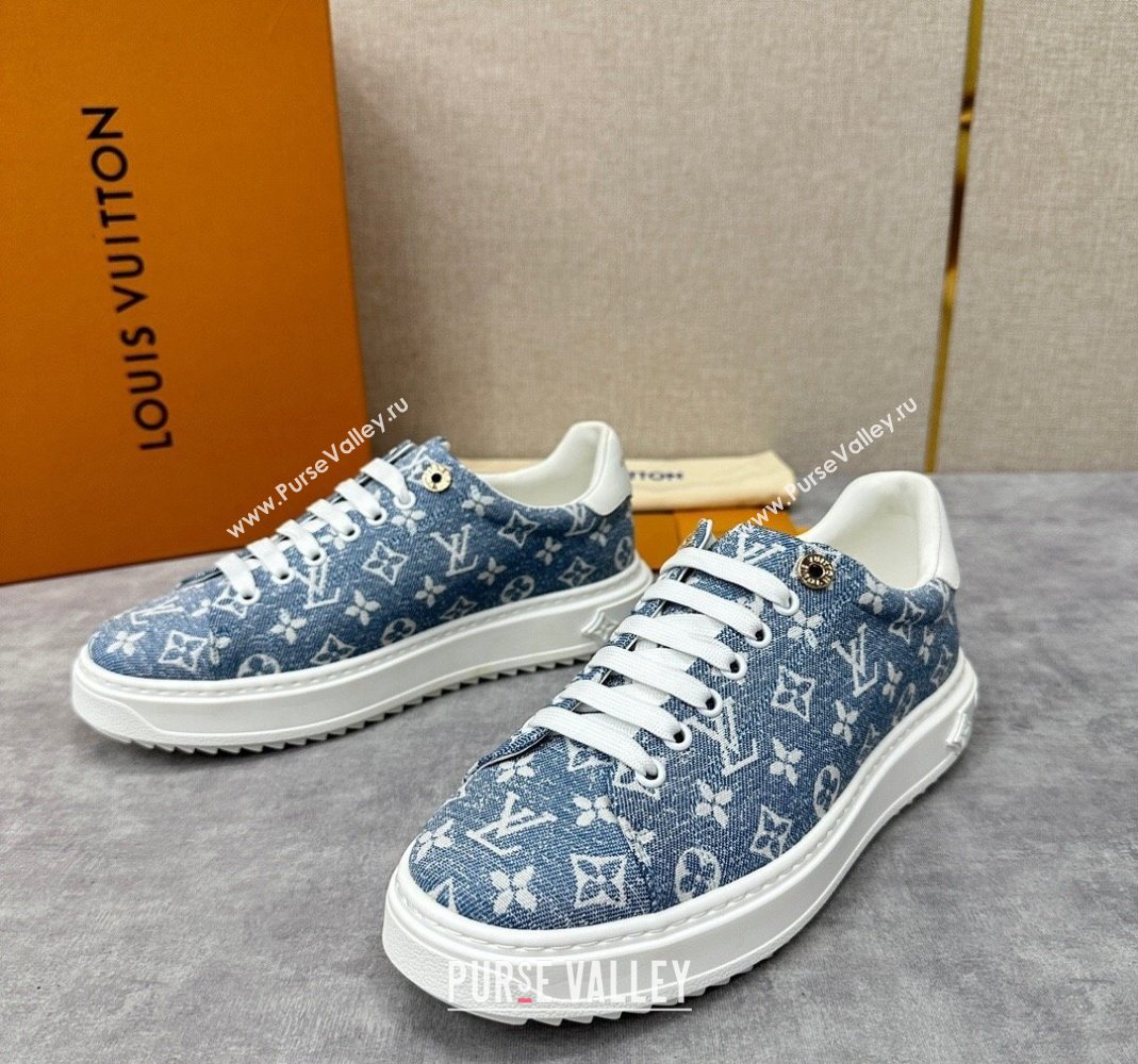 Louis Vuitton Monogram denim Time Out Women/Men Sneakers Light Blue (shouhe-24011956)