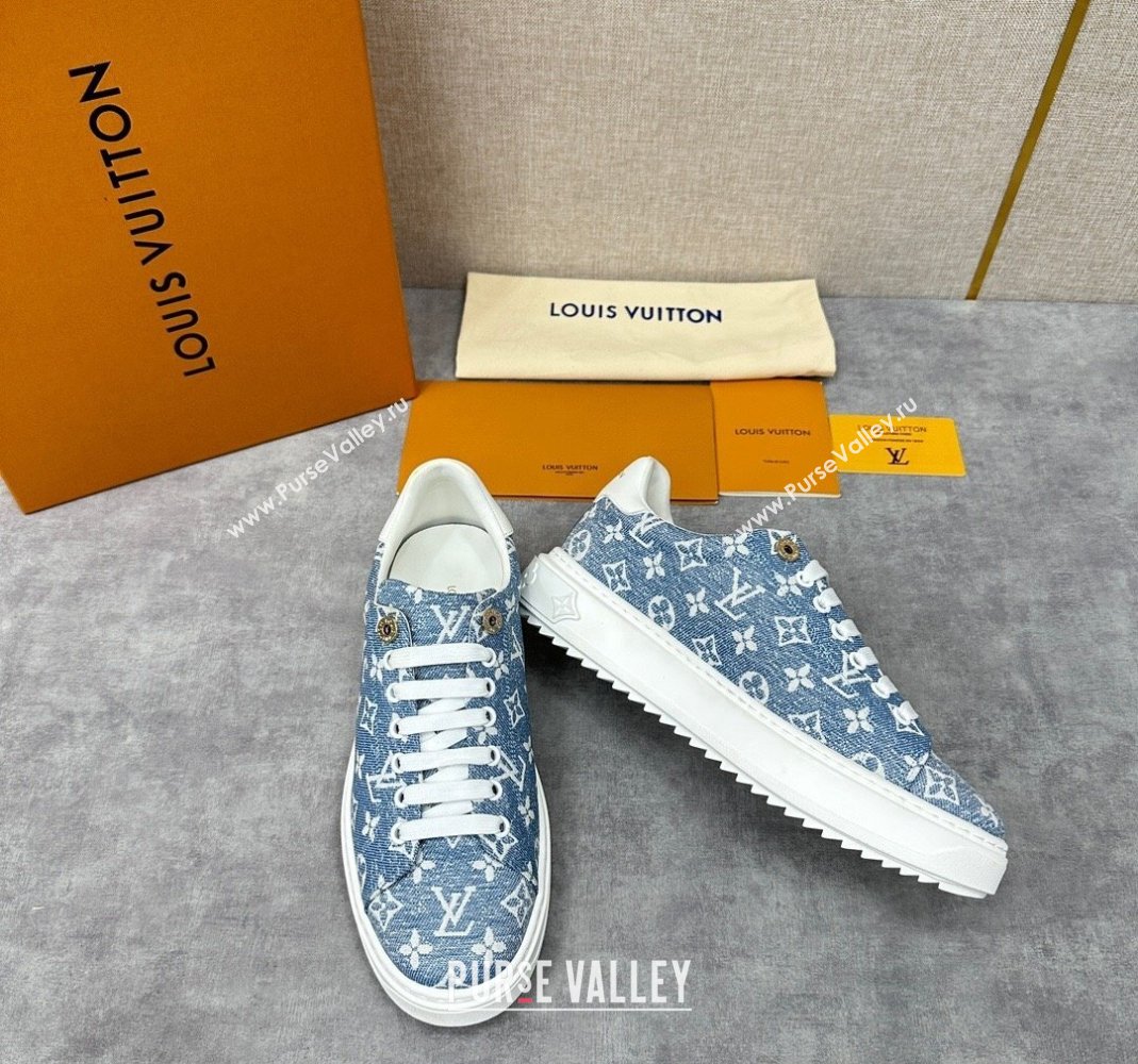 Louis Vuitton Monogram denim Time Out Women/Men Sneakers Light Blue (shouhe-24011956)