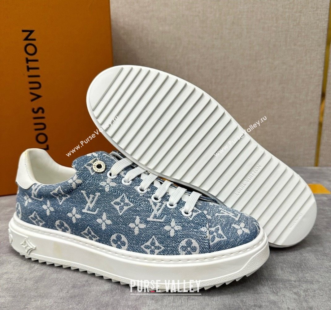 Louis Vuitton Monogram denim Time Out Women/Men Sneakers Light Blue (shouhe-24011956)