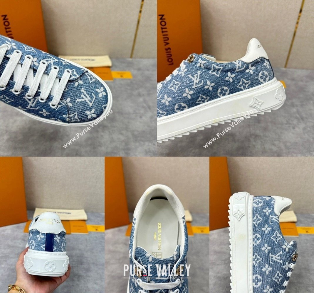 Louis Vuitton Monogram denim Time Out Women/Men Sneakers Light Blue (shouhe-24011956)