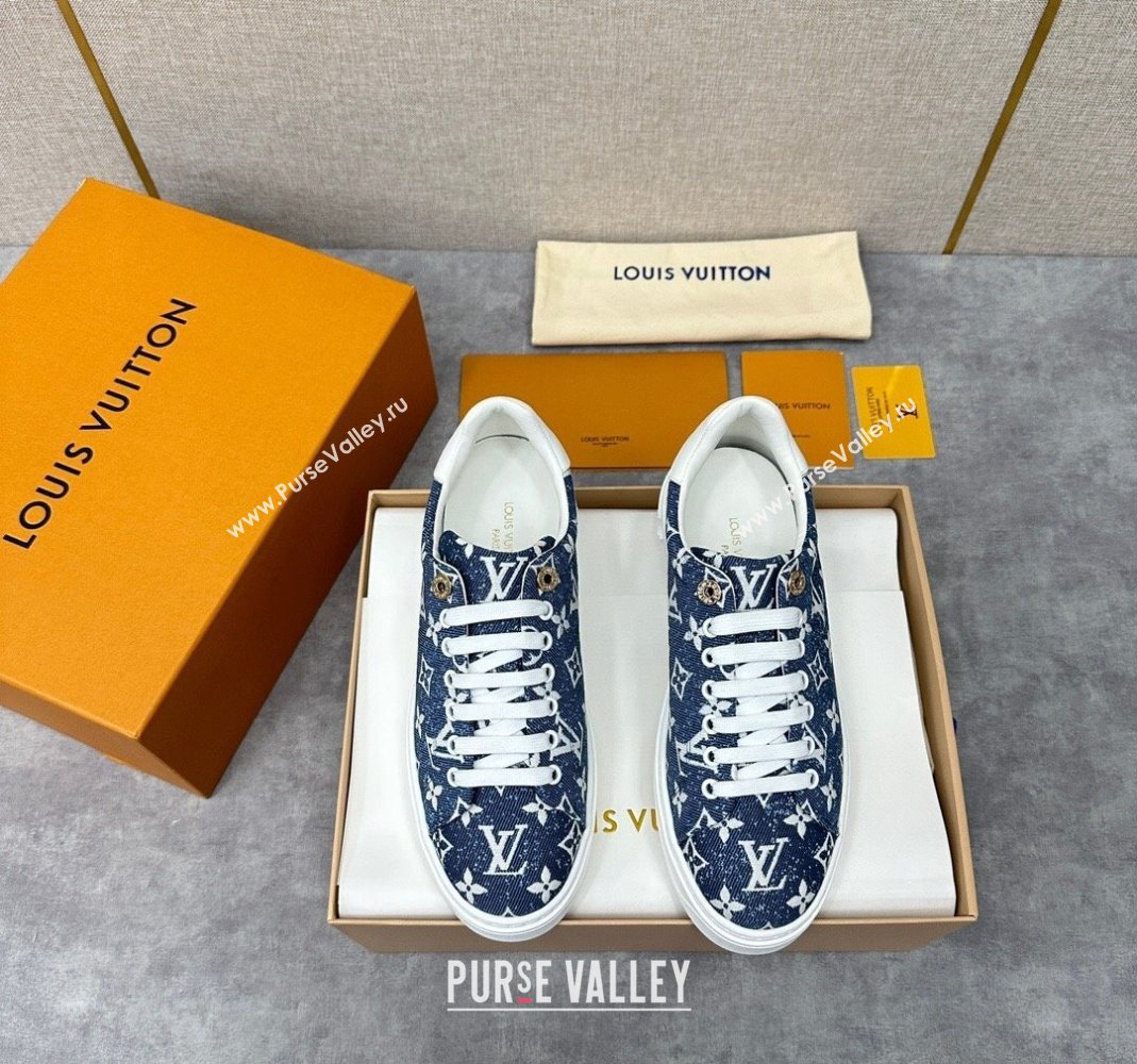 Louis Vuitton Monogram denim Time Out Women/Men Sneakers Dark Blue (shouhe-24011955)