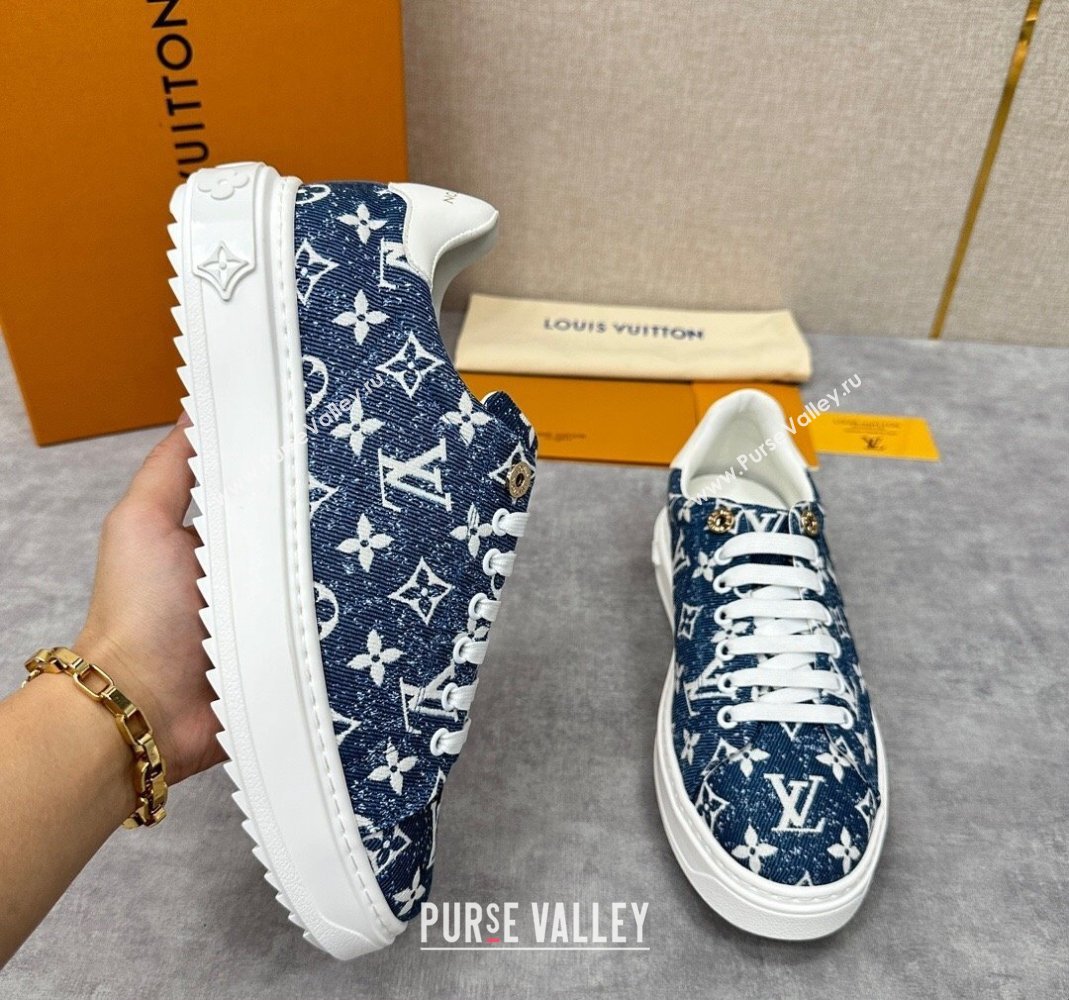 Louis Vuitton Monogram denim Time Out Women/Men Sneakers Dark Blue (shouhe-24011955)