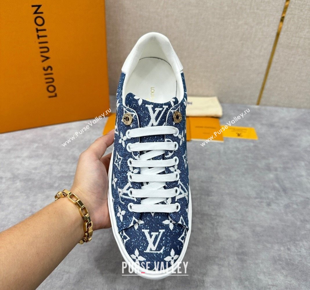 Louis Vuitton Monogram denim Time Out Women/Men Sneakers Dark Blue (shouhe-24011955)