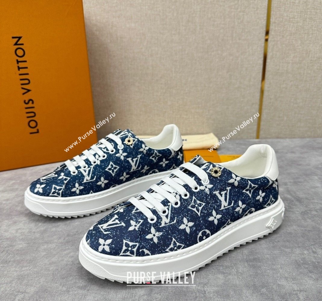 Louis Vuitton Monogram denim Time Out Women/Men Sneakers Dark Blue (shouhe-24011955)