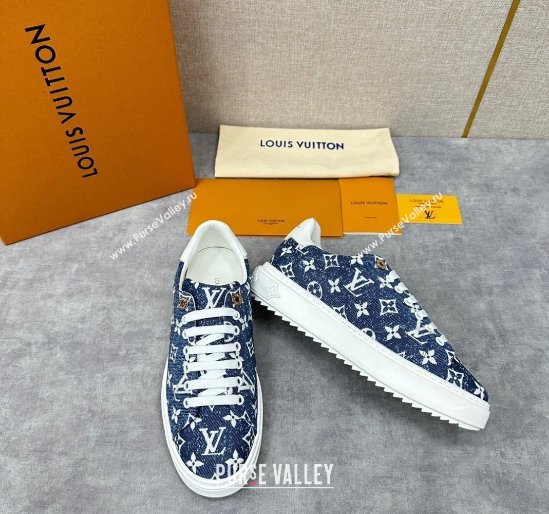 Louis Vuitton Monogram denim Time Out Women/Men Sneakers Dark Blue (shouhe-24011955)