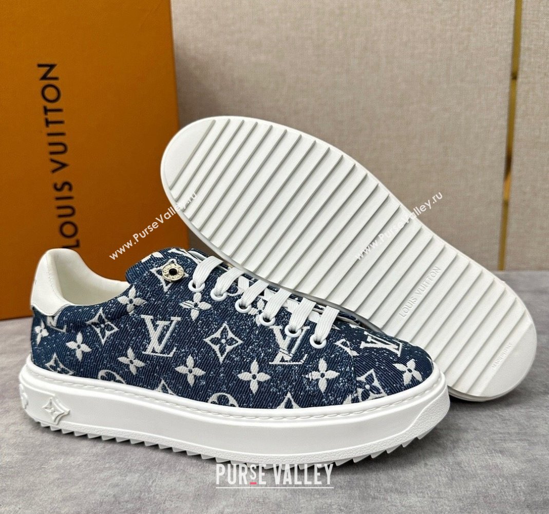 Louis Vuitton Monogram denim Time Out Women/Men Sneakers Dark Blue (shouhe-24011955)