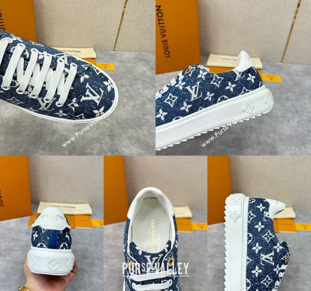 Louis Vuitton Monogram denim Time Out Women/Men Sneakers Dark Blue (shouhe-24011955)