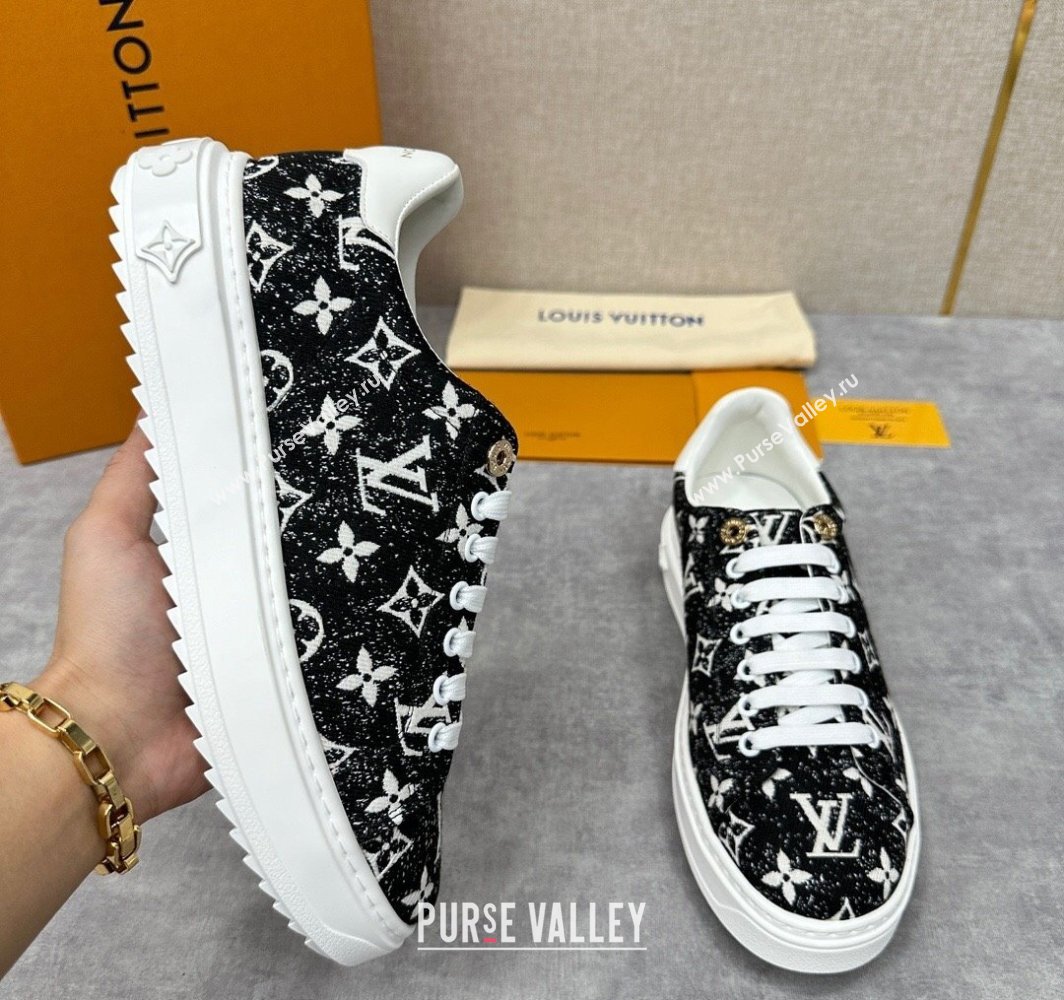 Louis Vuitton Monogram denim Time Out Women/Men Sneakers Black (shouhe-24011954)