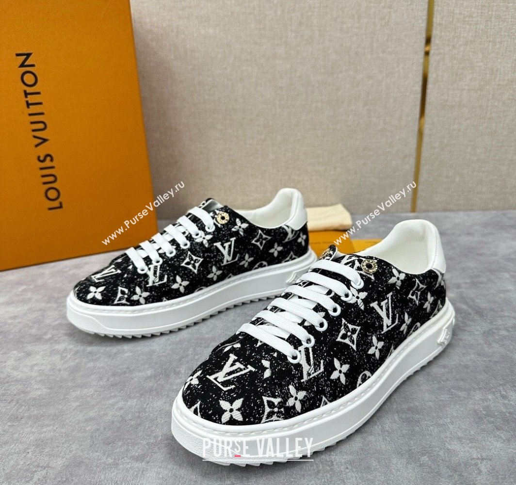 Louis Vuitton Monogram denim Time Out Women/Men Sneakers Black (shouhe-24011954)