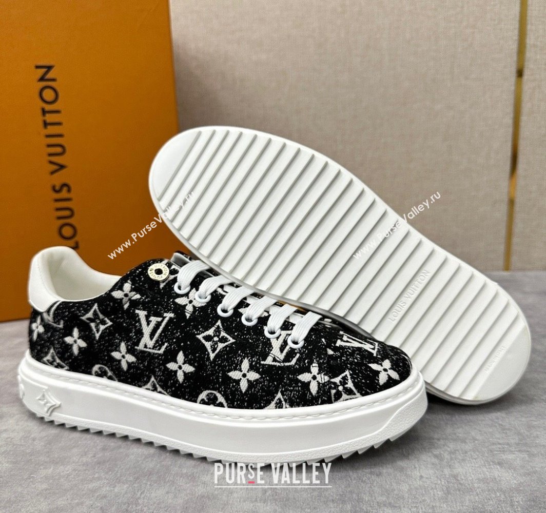 Louis Vuitton Monogram denim Time Out Women/Men Sneakers Black (shouhe-24011954)