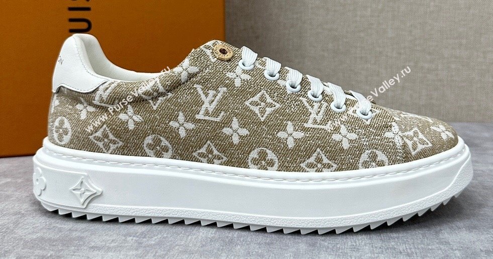 Louis Vuitton Monogram denim Time Out Women/Men Sneakers Beige (shouhe-24011958)