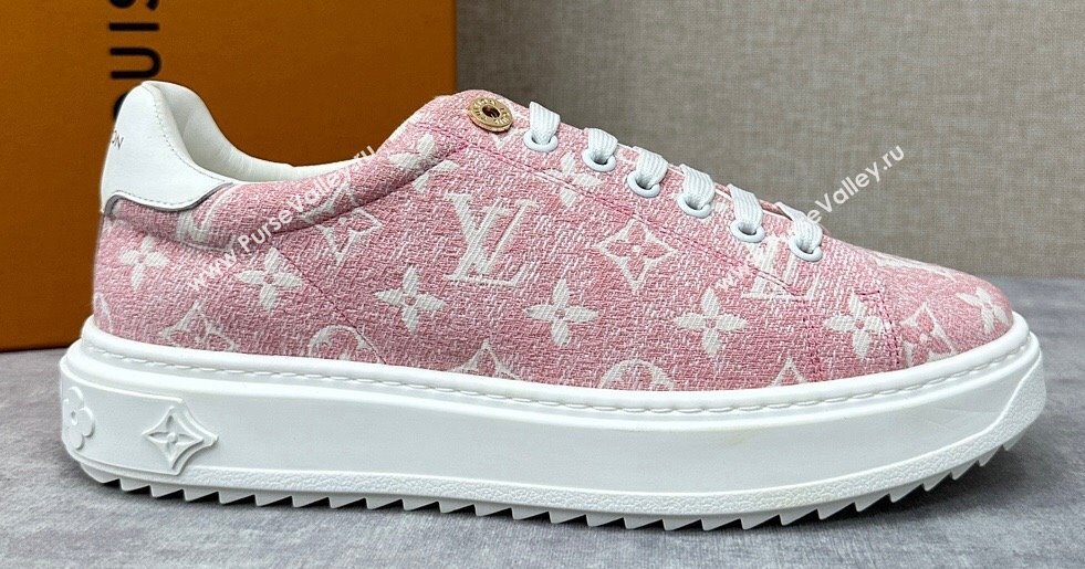 Louis Vuitton Monogram denim Time Out Women/Men Sneakers Pink (shouhe-24011957)