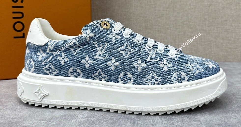 Louis Vuitton Monogram denim Time Out Women/Men Sneakers Light Blue (shouhe-24011956)