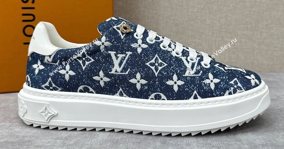 Louis Vuitton Monogram denim Time Out Women/Men Sneakers Dark Blue (shouhe-24011955)