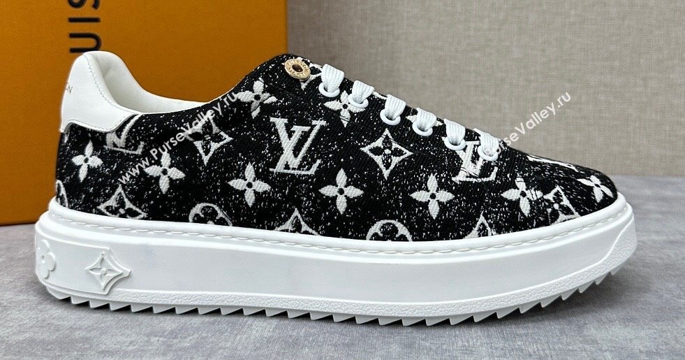 Louis Vuitton Monogram denim Time Out Women/Men Sneakers Black (shouhe-24011954)