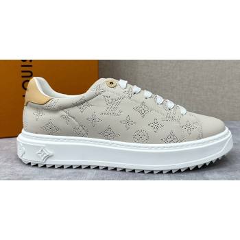 Louis Vuitton Perforated calf leather Time Out Women/Men Sneakers Gray (shouhe-24011952)