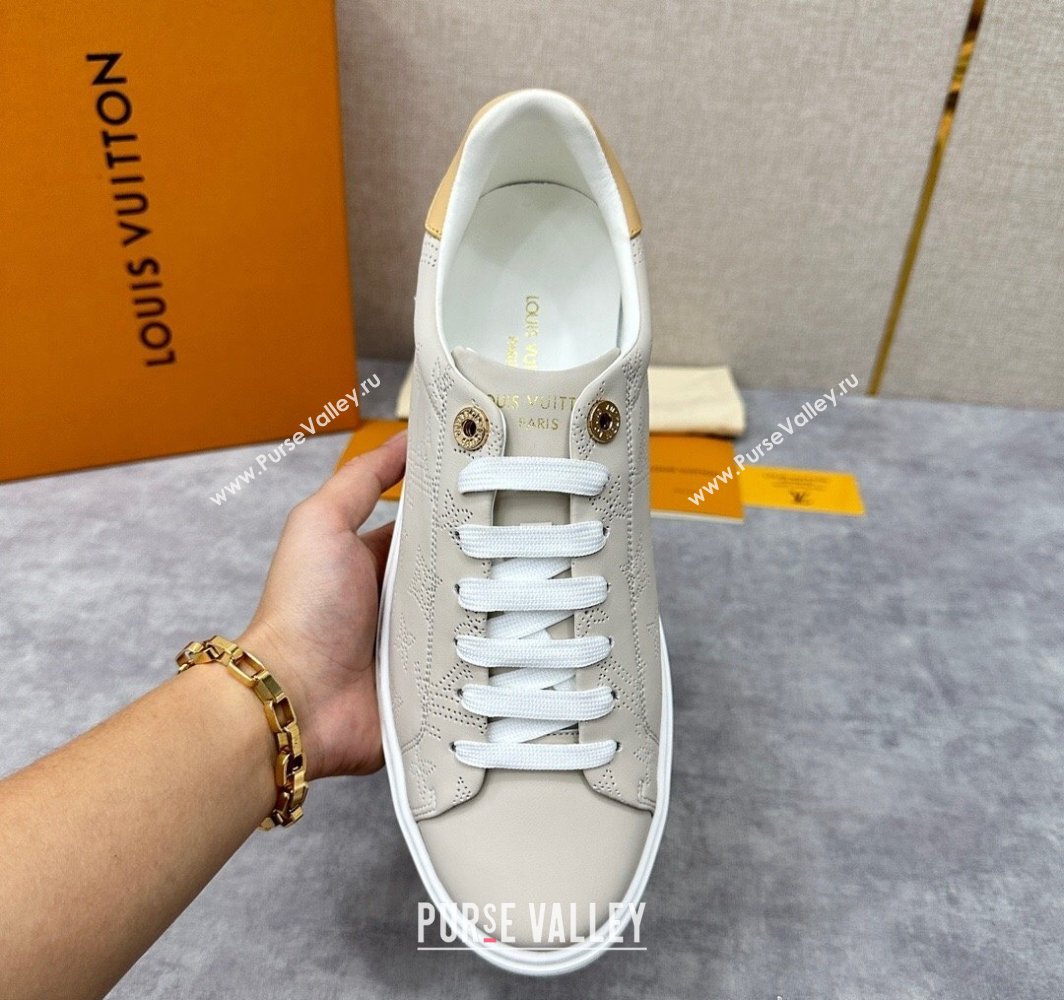 Louis Vuitton Perforated calf leather Time Out Women/Men Sneakers Gray (shouhe-24011952)