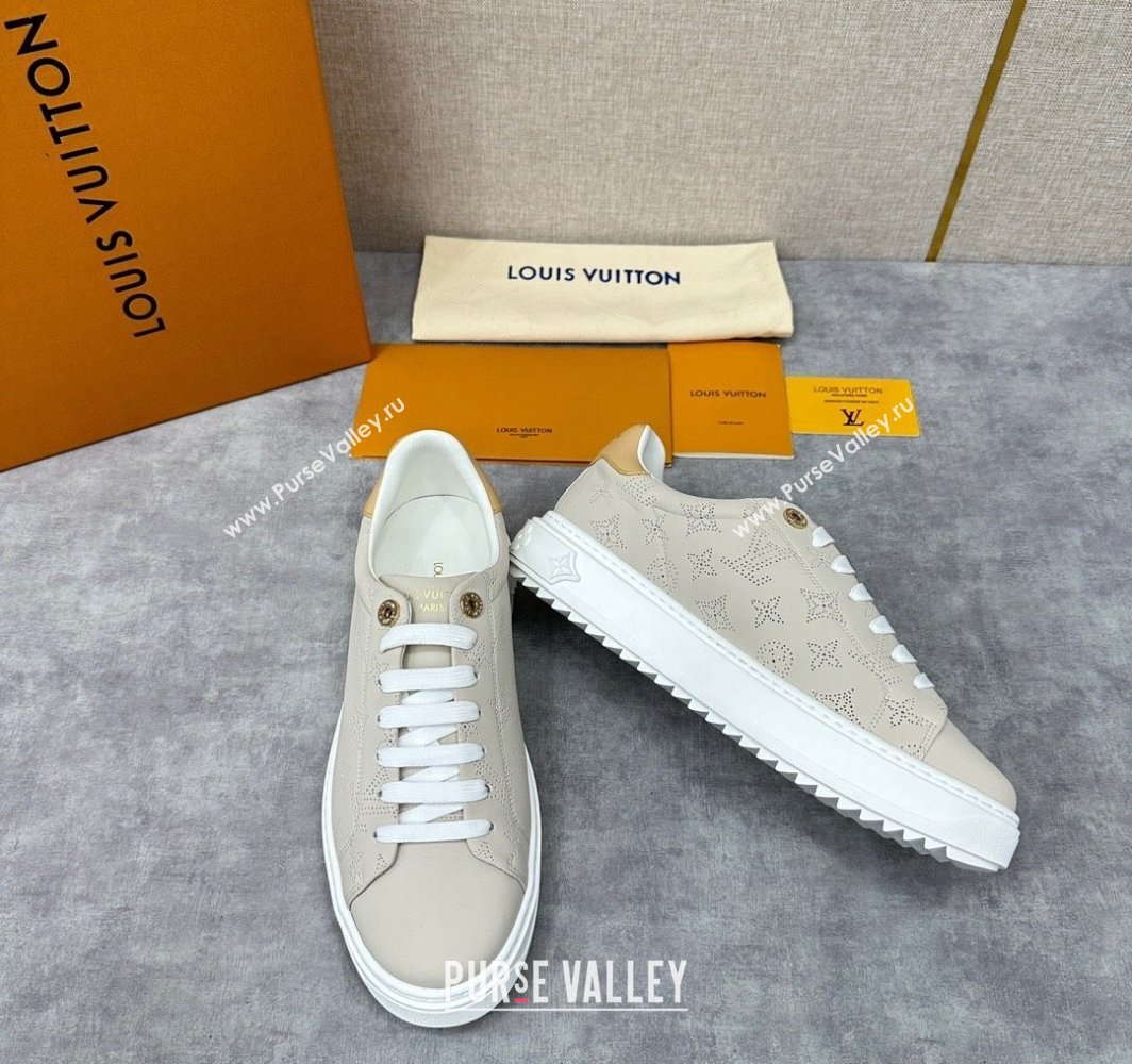 Louis Vuitton Perforated calf leather Time Out Women/Men Sneakers Gray (shouhe-24011952)