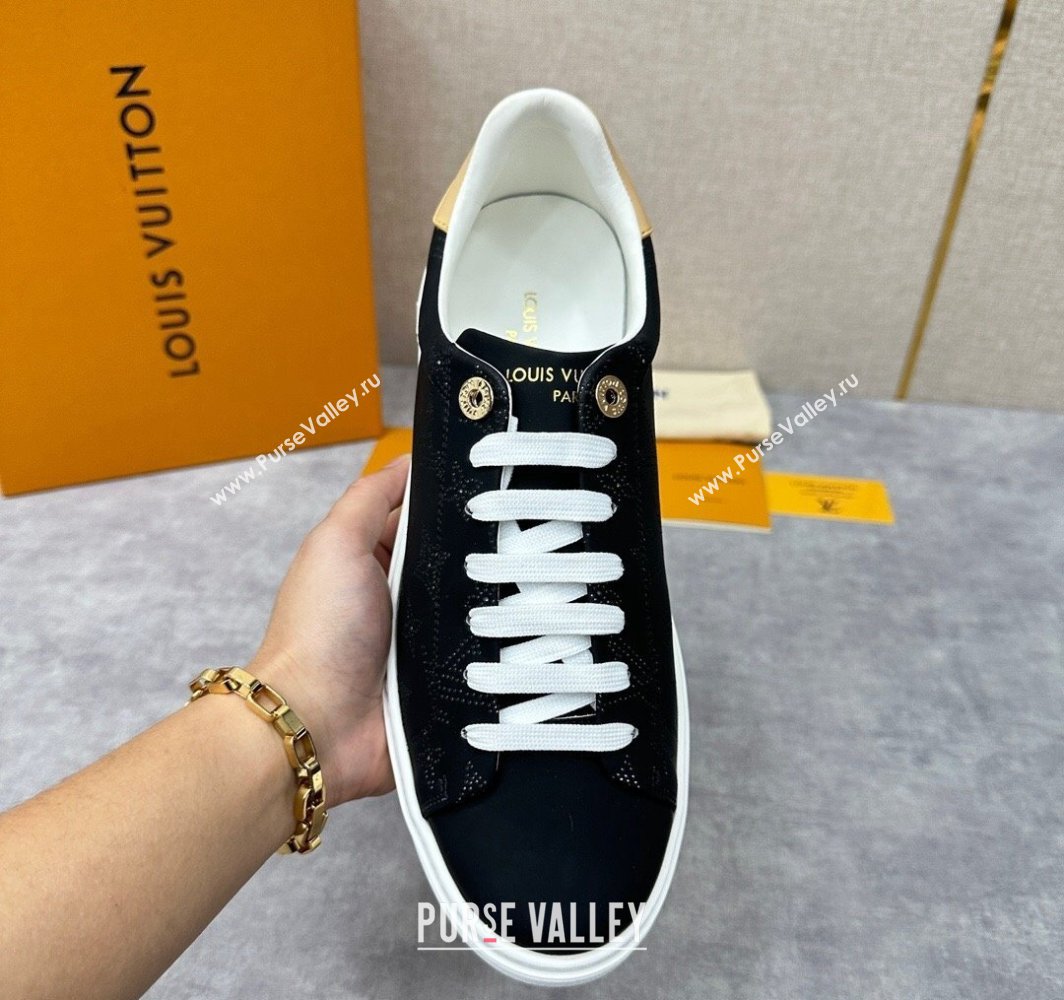 Louis Vuitton Perforated calf leather Time Out Women/Men Sneakers Black (shouhe-24011951)