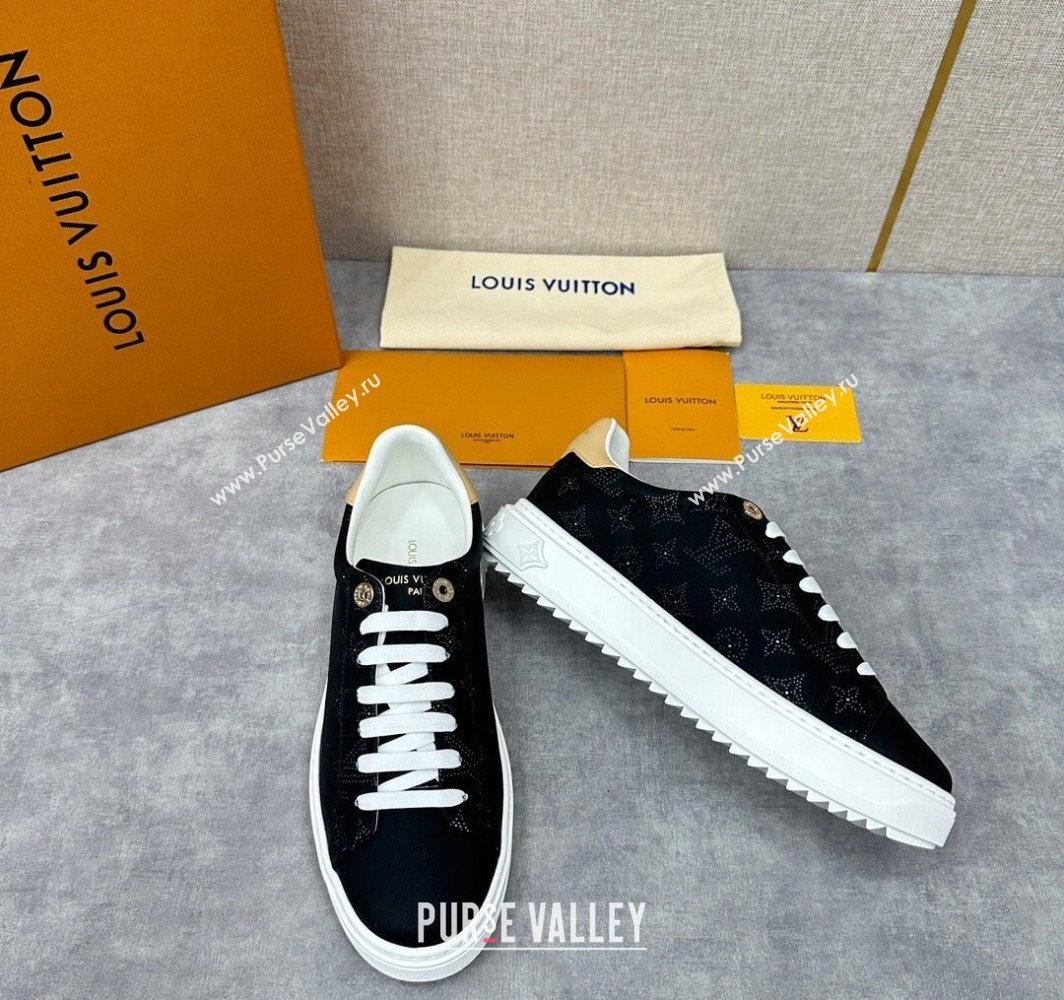 Louis Vuitton Perforated calf leather Time Out Women/Men Sneakers Black (shouhe-24011951)