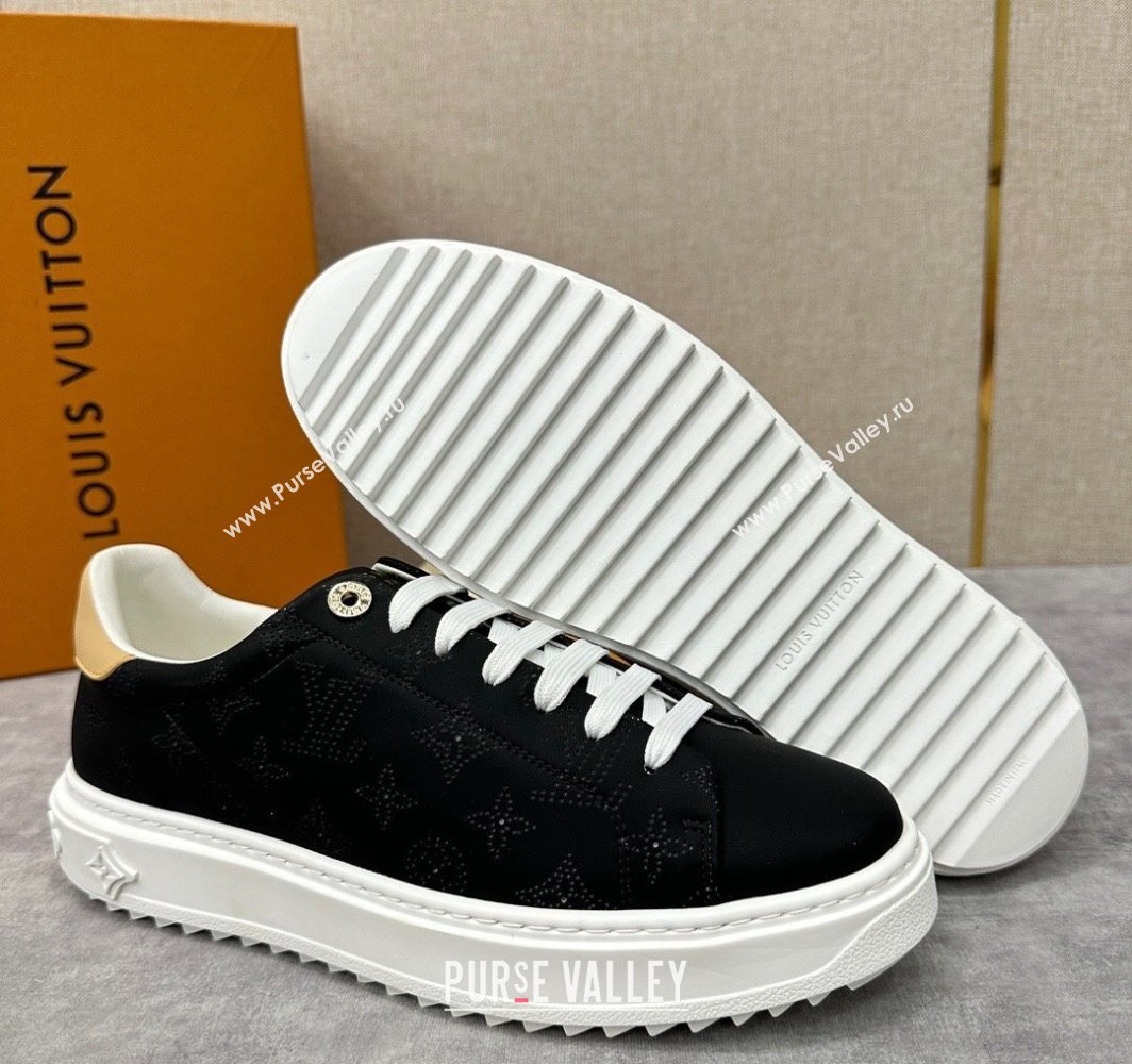 Louis Vuitton Perforated calf leather Time Out Women/Men Sneakers Black (shouhe-24011951)