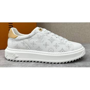 Louis Vuitton Perforated calf leather Time Out Women/Men Sneakers White (shouhe-24011953)