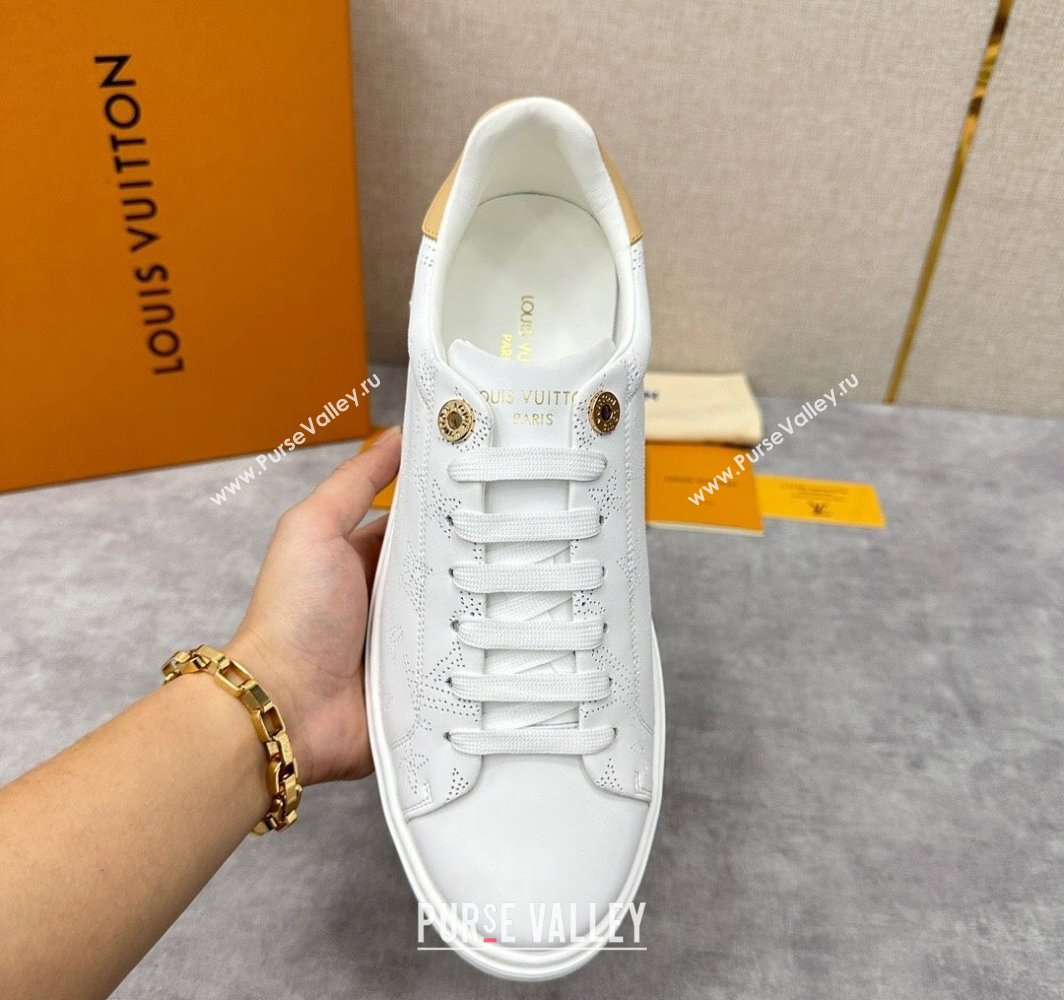 Louis Vuitton Perforated calf leather Time Out Women/Men Sneakers White (shouhe-24011953)