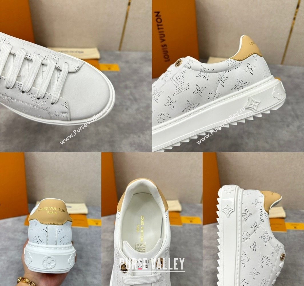 Louis Vuitton Perforated calf leather Time Out Women/Men Sneakers White (shouhe-24011953)