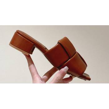 Bottega Veneta Mid Heel Patch Women/Men Mules in Padded Intreccio leather Brown 2024 (kaola-24012305)