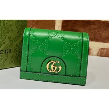 Gucci GG Matelassé card case Wallet 723786 in Green leather (dlh-24012933)