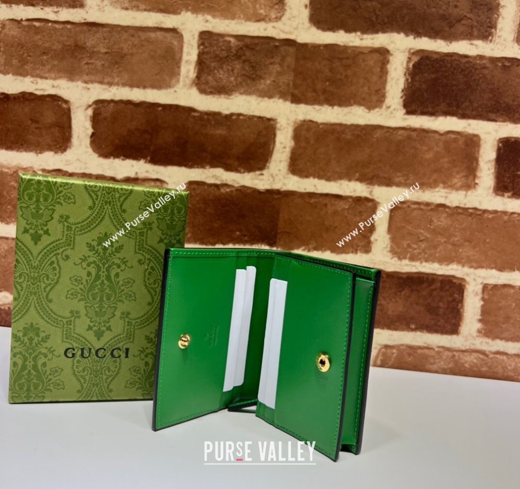 Gucci GG Matelassé card case Wallet 723786 in Green leather (dlh-24012933)