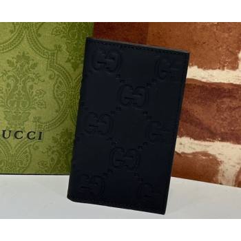 Gucci GG rubber-effect Long Card Case 771317 in Black leather (dlh-24012941)