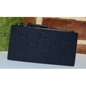 Gucci GG rubber-effect zip Card Case 771314 in Black leather (dlh-24012942)