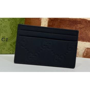 Gucci GG rubber-effect Card Case 771315 in Black leather (dlh-24012943)
