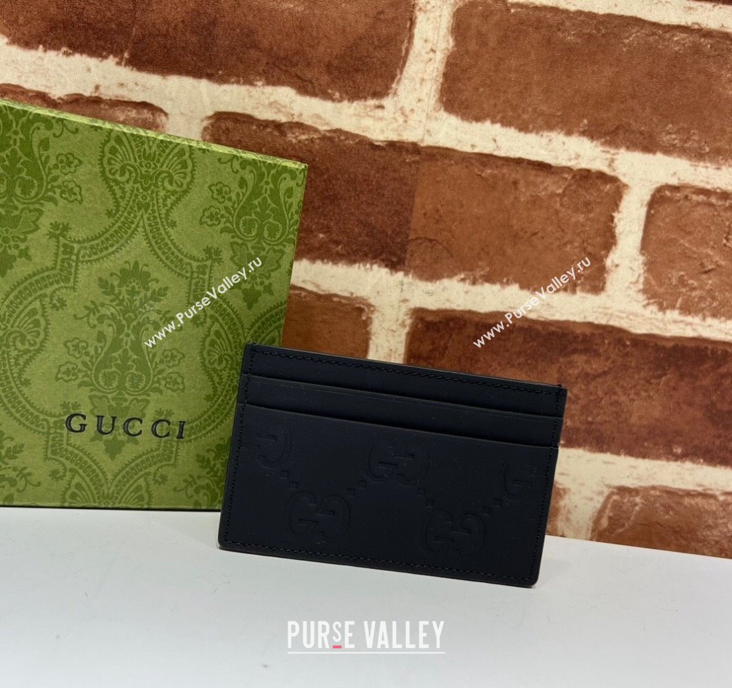 Gucci GG rubber-effect Card Case 771315 in Black leather (dlh-24012943)