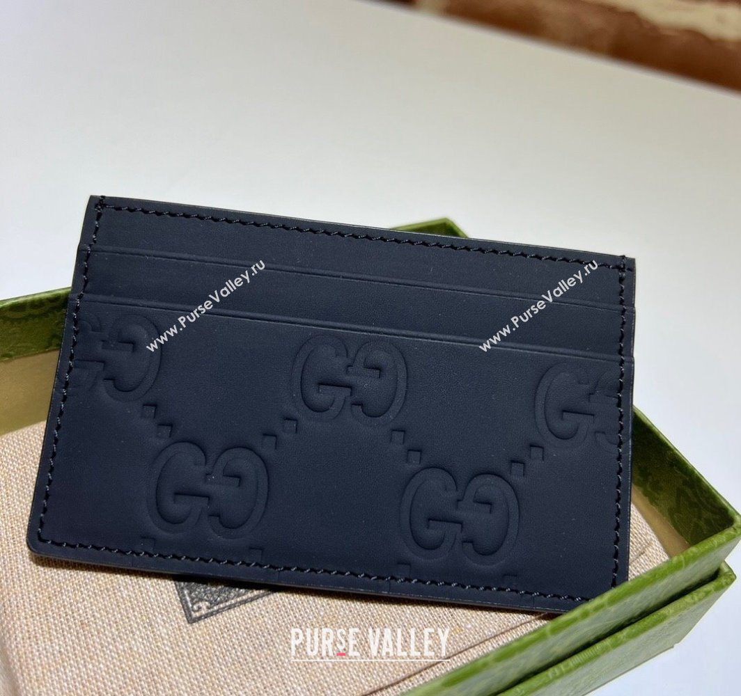 Gucci GG rubber-effect Card Case 771315 in Black leather (dlh-24012943)