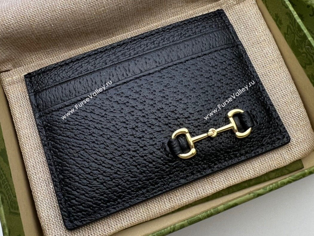 Gucci Card case with Horsebit 700469 in Black leather (dlh-24012917)